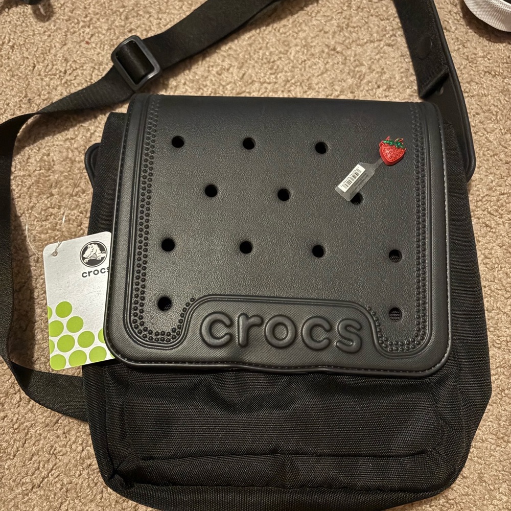CROCS Black Messenger Bag with Vent Hole Flap
